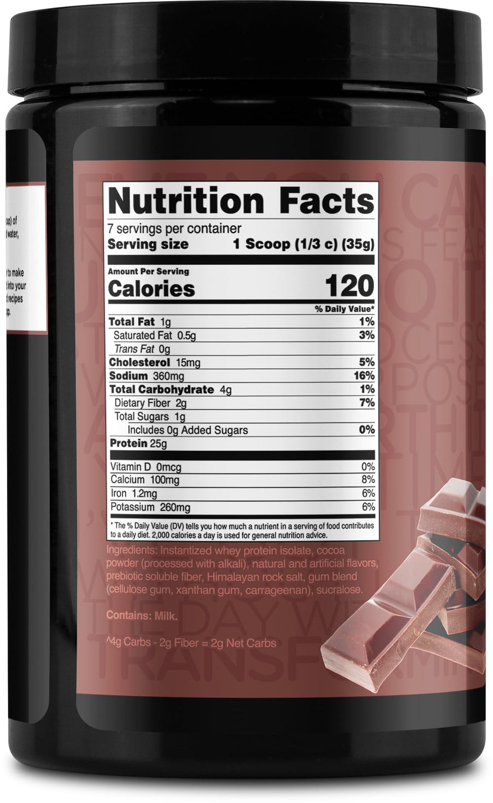 Servings information graphic for TransformHQ WPI Chocolate 7 servings