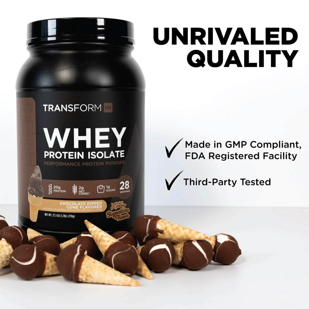 TransformHQ whey isolate chocolate ingredient list highlights purity and blend