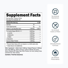 Nutrition facts panel for Transparent Labs BCAA Glutamine