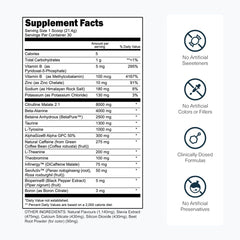 Ingredients include Citrulline Malate, Beta-Alanine, Betaine Anhydrous
