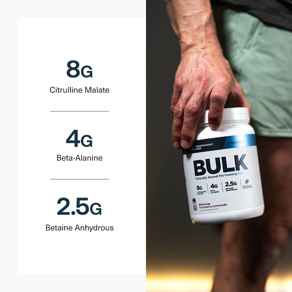 Serving scoop with Transparent Labs Bulk Pre Workout Powder Tropical Punch