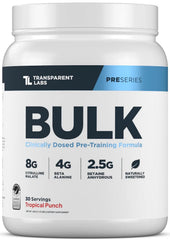Tub of Transparent Labs Bulk Pre Workout Powder Tropical Punch flavor
