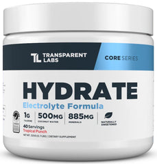 Front view of Transparent Labs Hydrate Tropical Punch tub