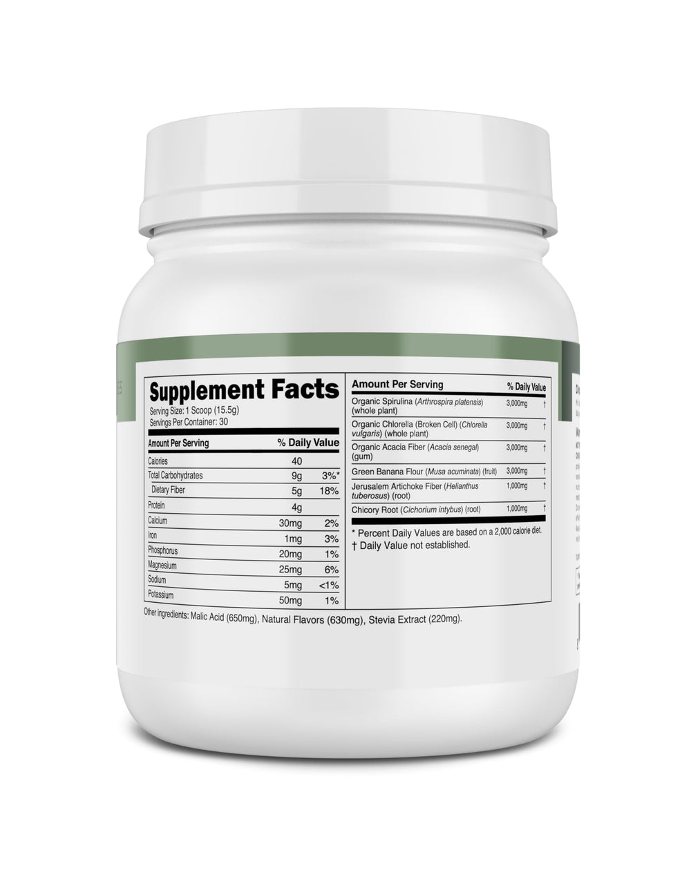 Clean formulation with Stevia sweetening and no artificial additives