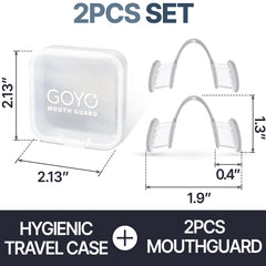 Mouth guards being placed into a travel case