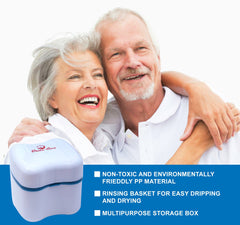 Travel-friendly denture box for on-the-go cleaning
