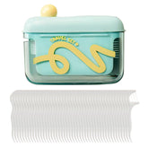 Travel floss picks in a blue-green box, front view