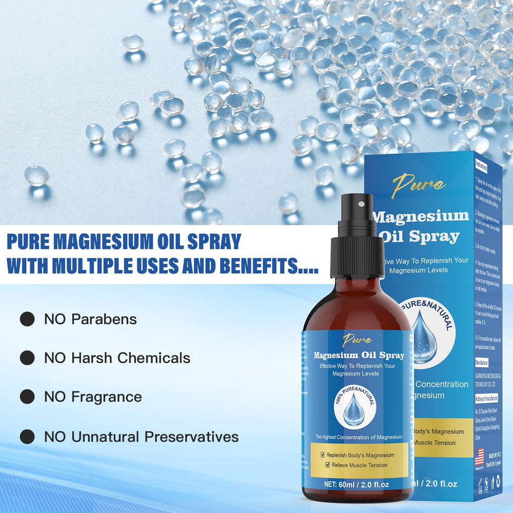 Travel-friendly glass bottle of magnesium spray