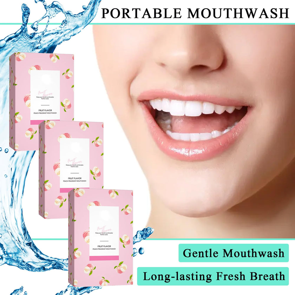 Individual small mouthwash packets designed for travel
