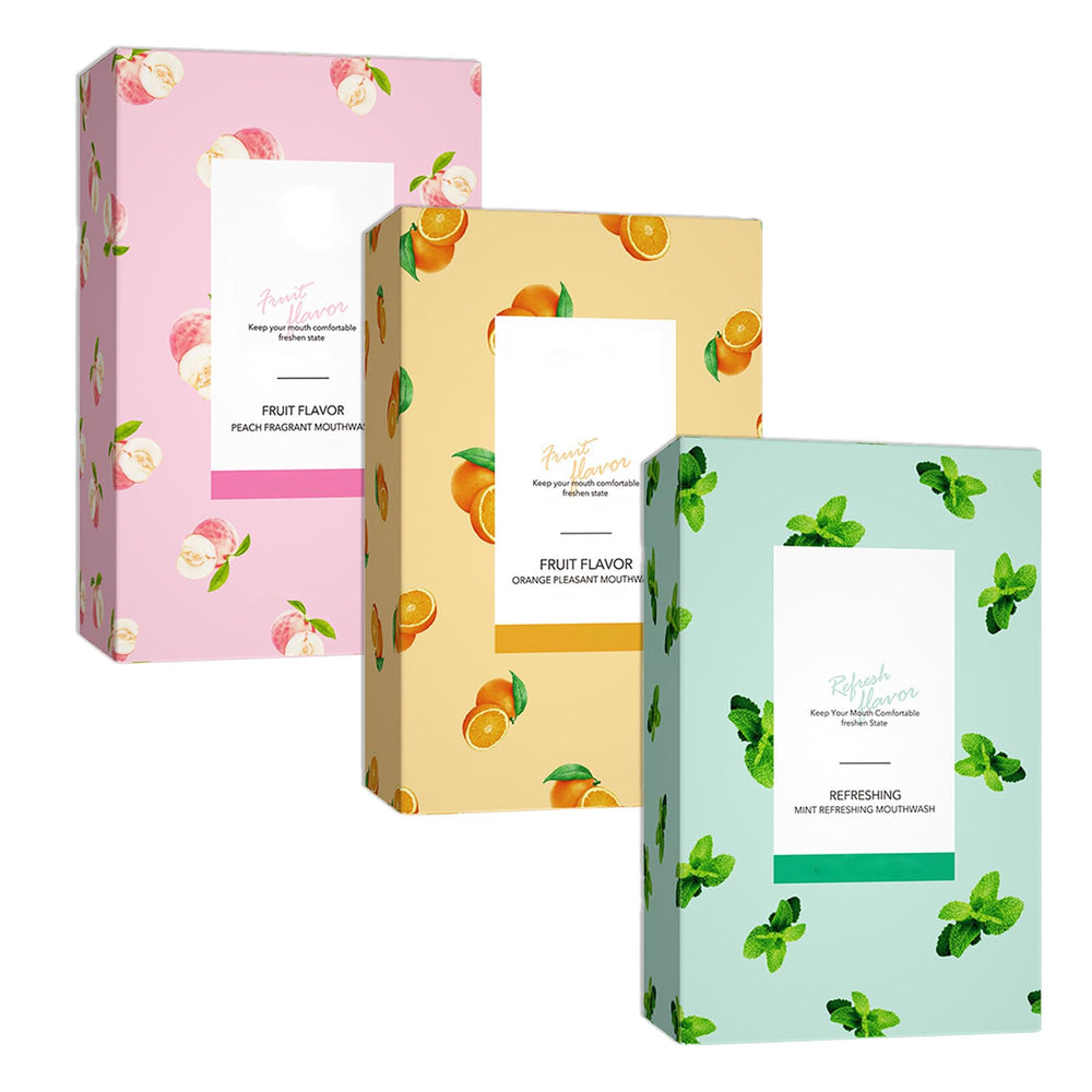 Travel size mouthwash packets in a pack