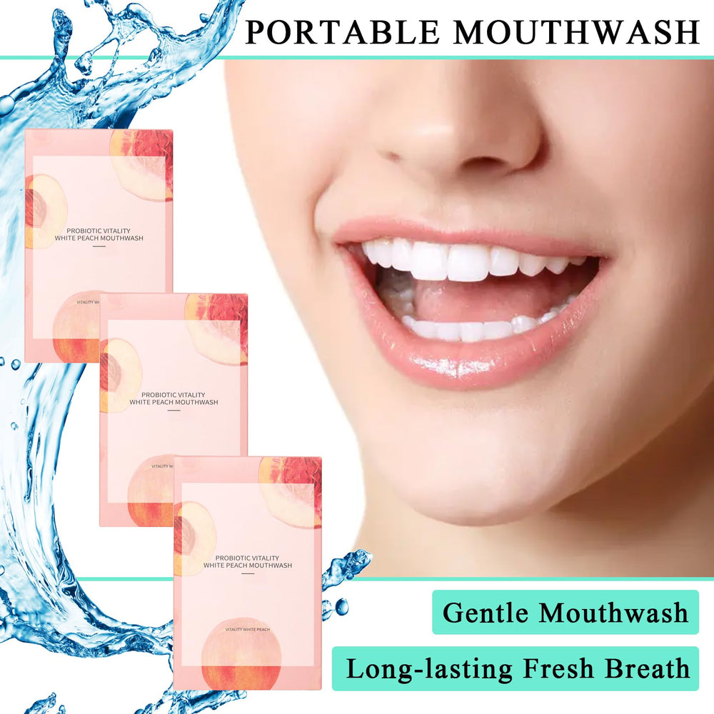 Open travel size mouthwash packaging showing individual sachets