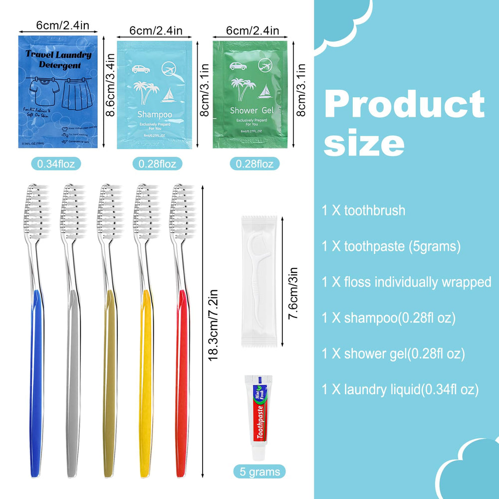 Travel size shampoo packets (8ml) for easy distribution