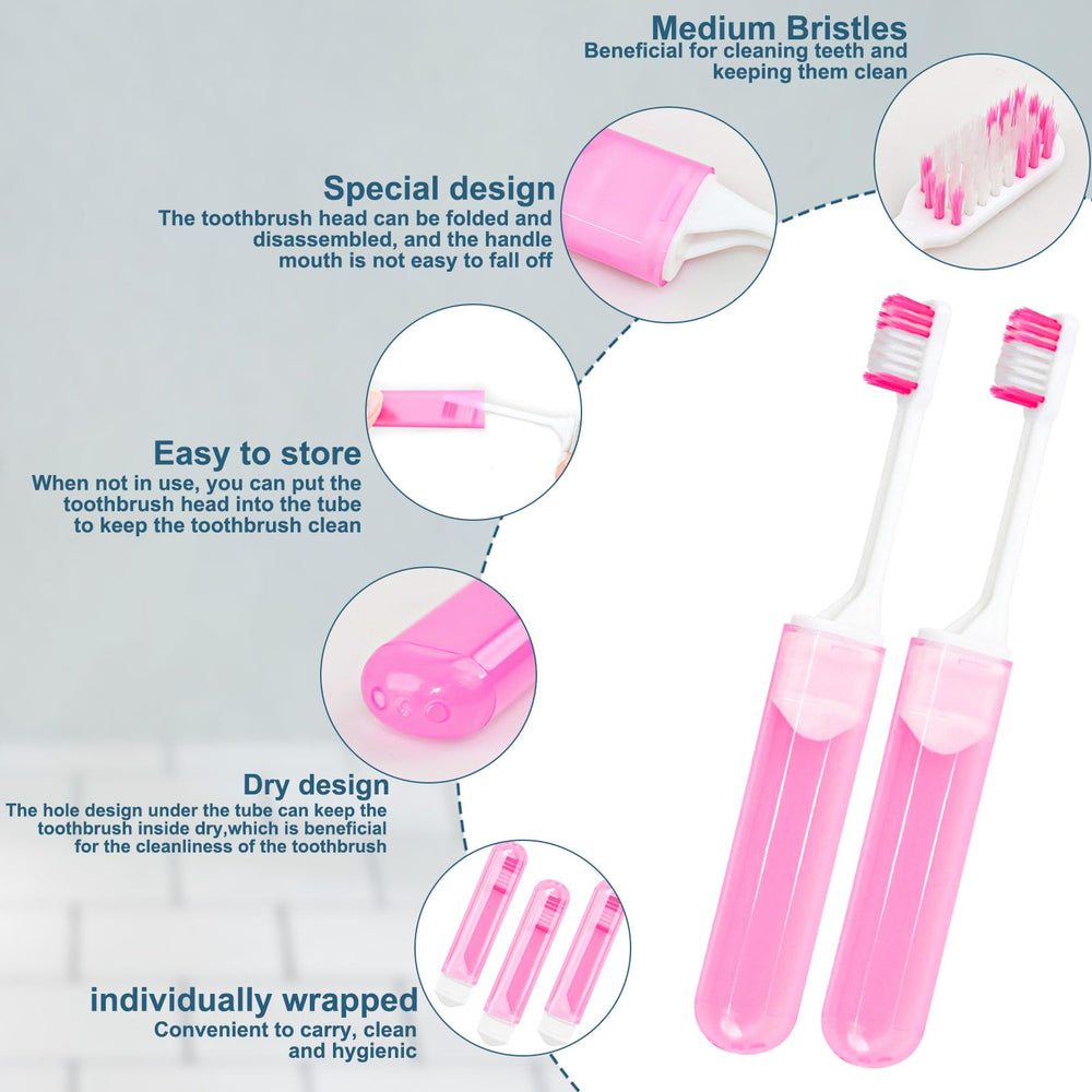 Green travel size folding disposable toothbrush with cover