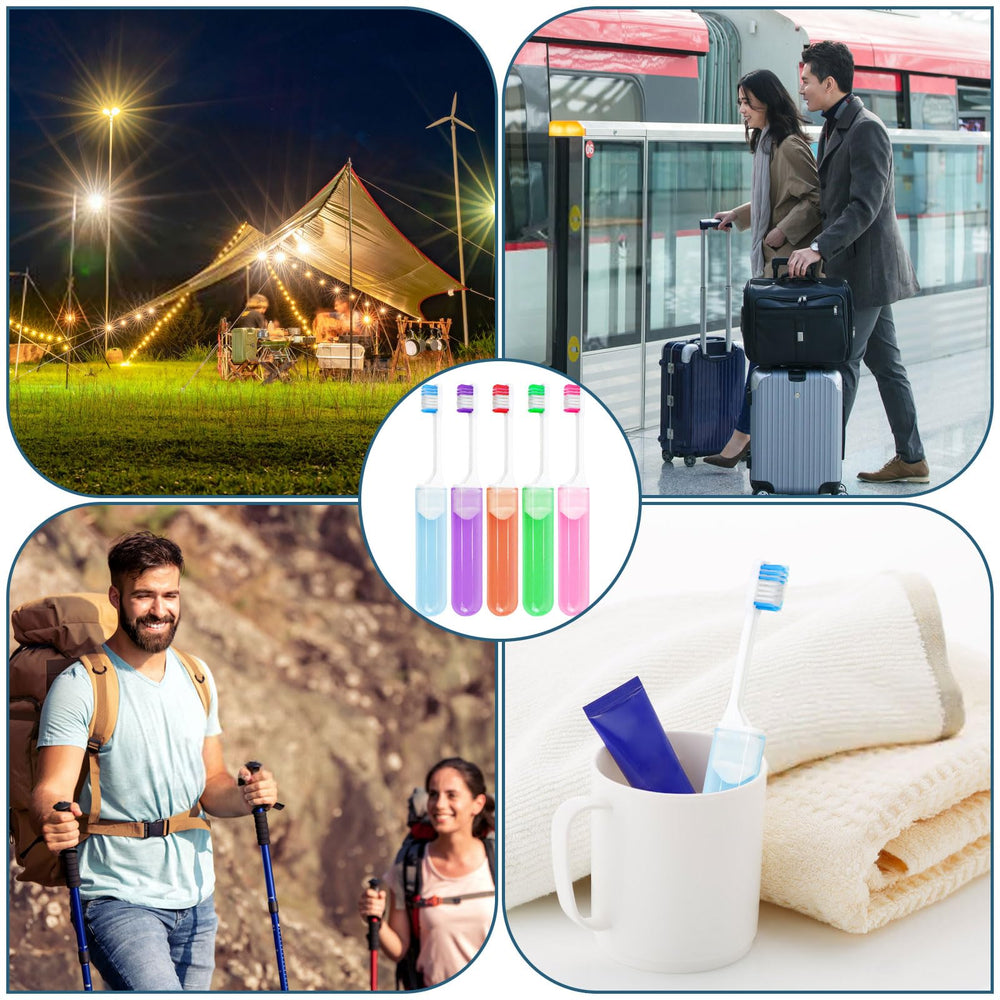 Assorted colors travel toothbrushes in bulk packaging