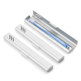Aluminum travel toothbrush case in Sliver - side view