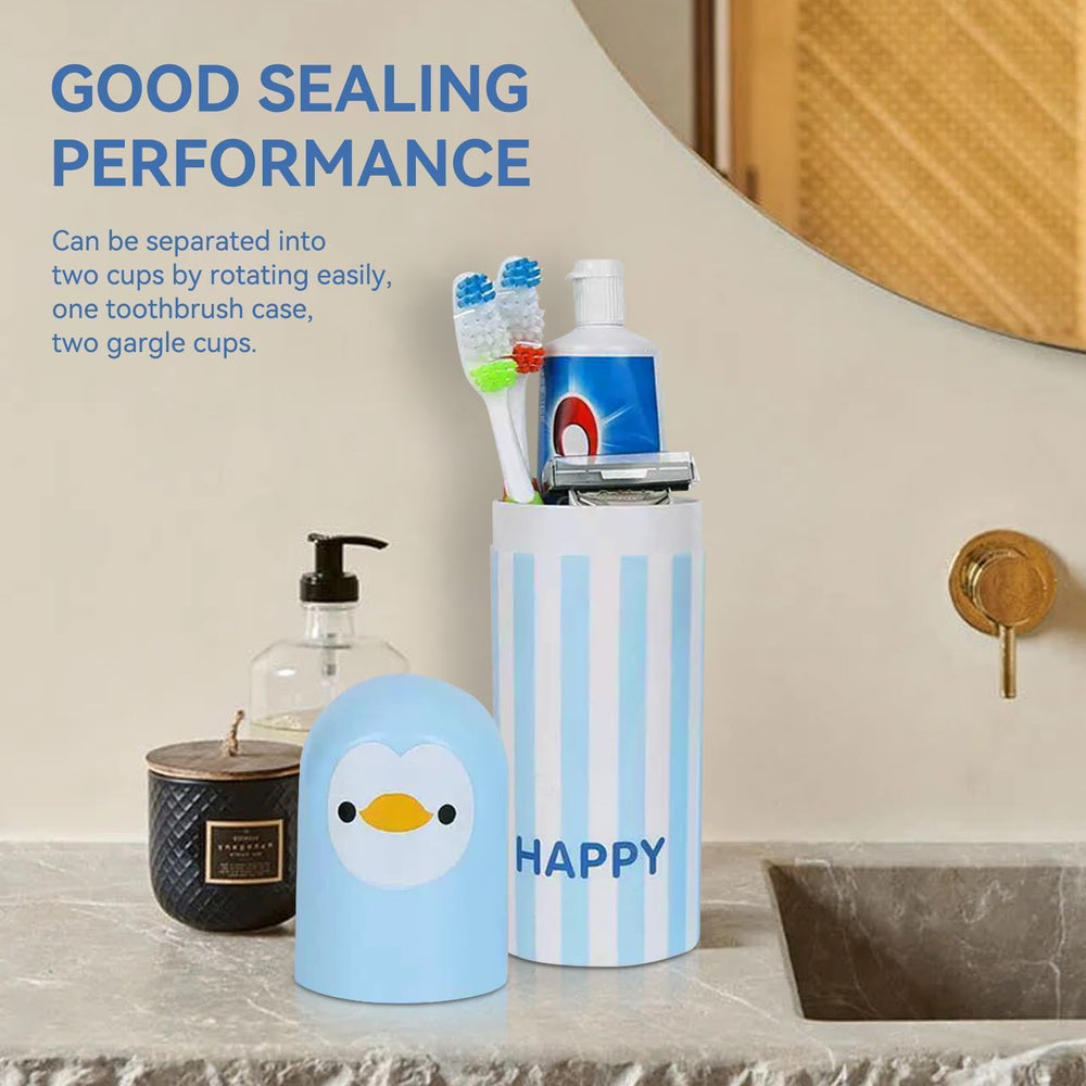 Lid closed securely on portable toothbrush holder