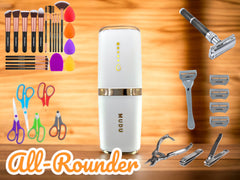 Compact organizer dimensions 21.5 cm by 8 cm in use on bathroom counter