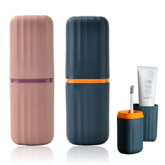 Navy blue travel toothbrush case front view