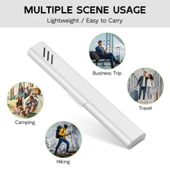 Complete set of six-angle shots of travel toothbrush case in silver