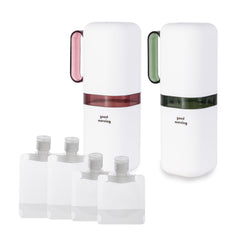 Travel toothbrush holder in green and purple with detachable handle