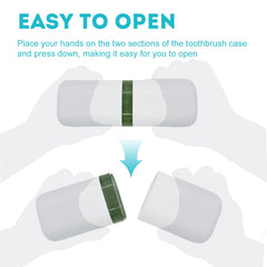 Toothbrush holder separated into two cups for washing and storage