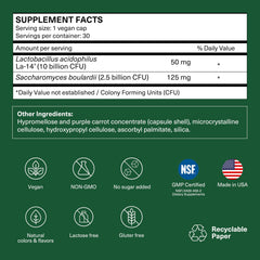 Dual-strain travel probiotics with Lactobacillus acidophilus and Saccharomyces boulardii
