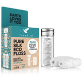 Main product image: TreeBird Pure Silk Eco Floss Kit with refillable glass dispenser (mint waxed)