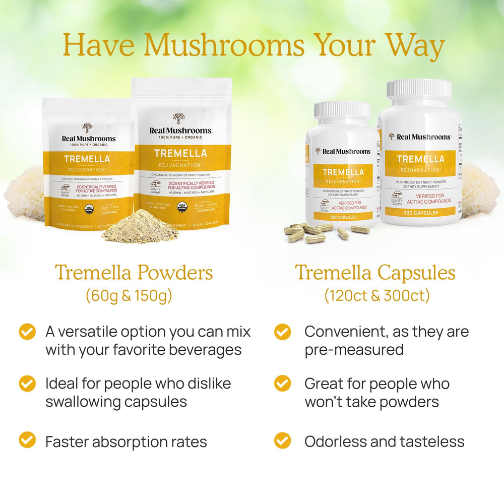 Serving suggestion: two Tremella capsules with a glass of water