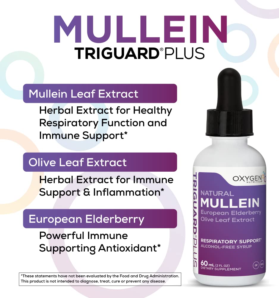 MULLEIN Plus bottle showing alcohol-free and non-GMO claims