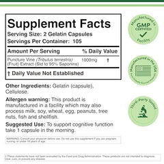 Tribulus Terrestris 210 capsules bottle