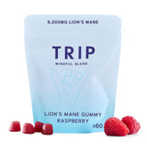 Front view of TRIP Lion’s Mane Gummies Raspberry 60-count bottle
