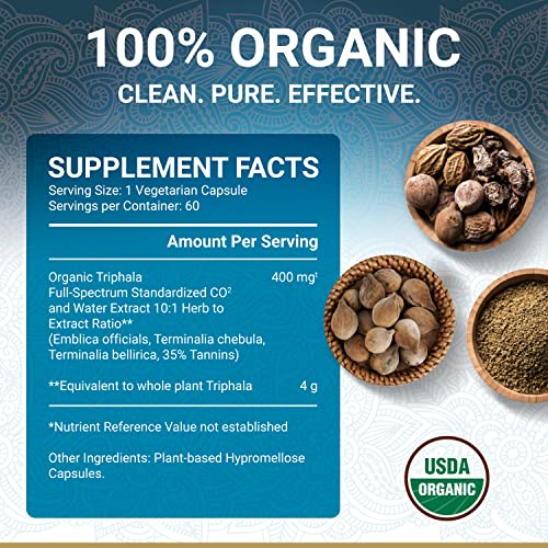 60-count bottle of Triphala capsules on a white background