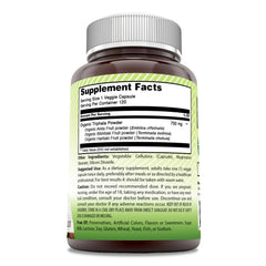 Triphala fruit supplement 750 mg per serving with 120 servings per bottle