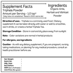 Triphala powder illustrating digestive support and detox