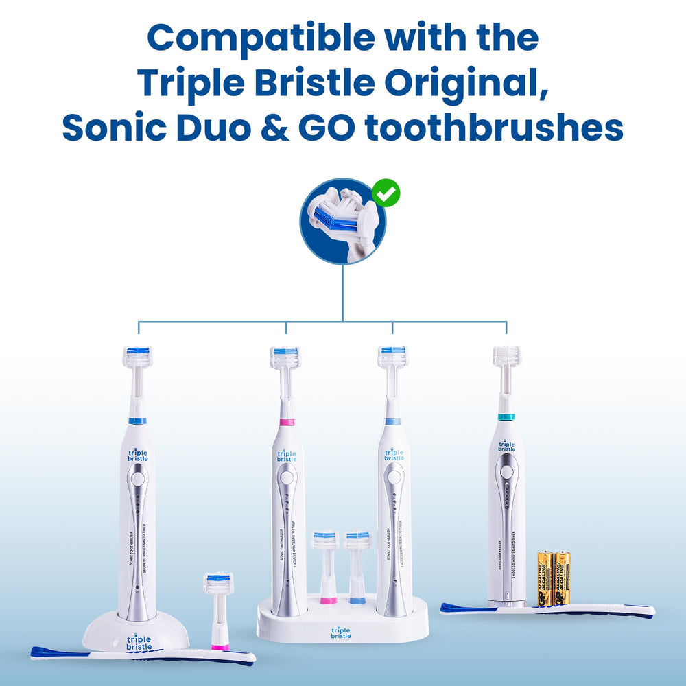 Three-head blue replacement brush head with color-changing bristles
