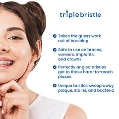 Blue replacement brush head for Triple Bristle sonic toothbrush – side view