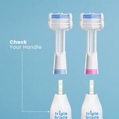Person using Triple Bristle 3-sided replacement head while brushing