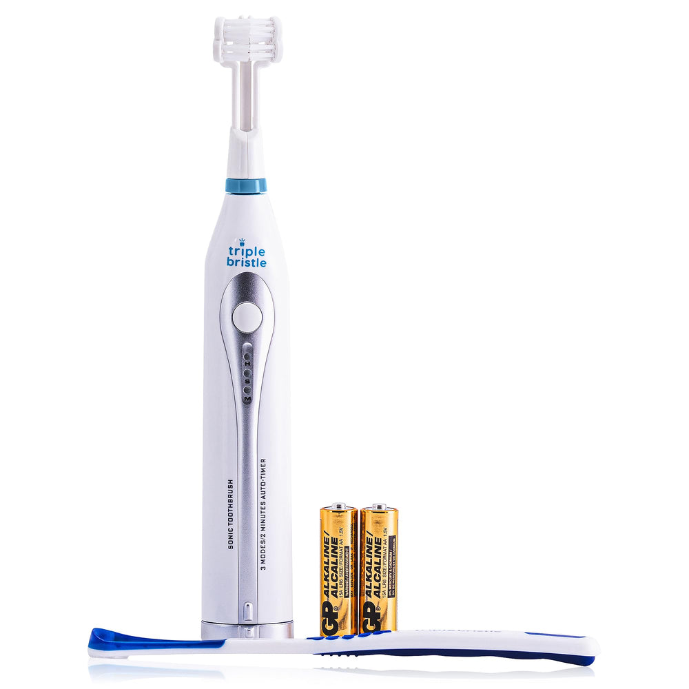 Front view of Triple Bristle GO 3-Sided Sonic Toothbrush