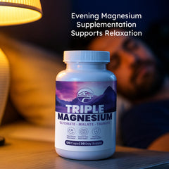 Evening routine with magnesium supplement for calming