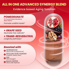 Triple-source Urolithin A+ ingredients: pomegranate, black raspberry, black walnut