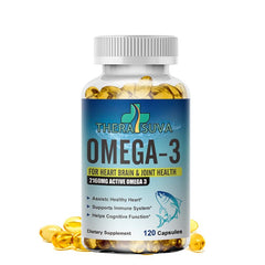 Front view of Triple Strength Omega-3 2160mg bottle with 120 softgels