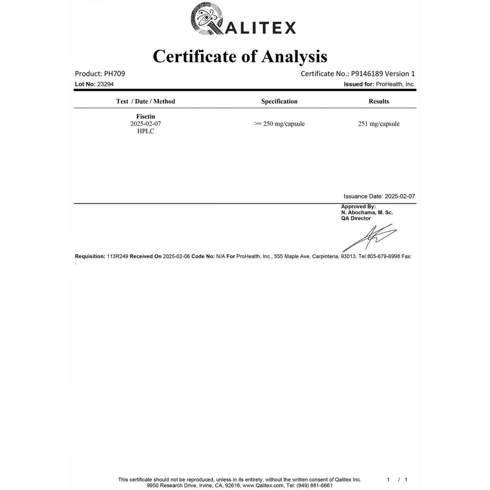 Triple-3rd-party tested lab results for fisetin