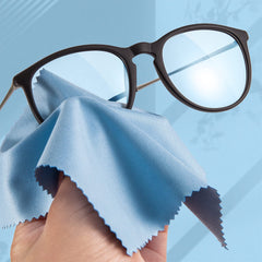 Thick microfiber glasses cleaning cloth (296 GSM), blue, 5x6 in