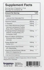 Troomy Brain Power capsules close-up highlighting clean plant-derived formula