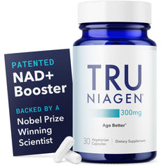 Tru Niagen bottle labeled 300 mg Niagen per serving