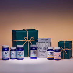 TRU NIAGEN capsules closeup emphasizing easy 300 mg NR daily dosage.