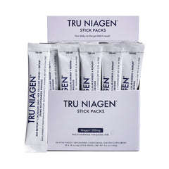 Tru Niagen NAD+ booster stick packs front view, 30-count, 300mg