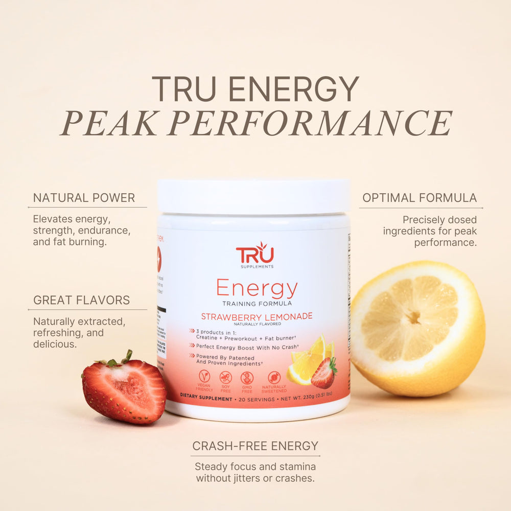 TRU Supplements Energy front-label highlights vegan-friendly, clean ingredient promise