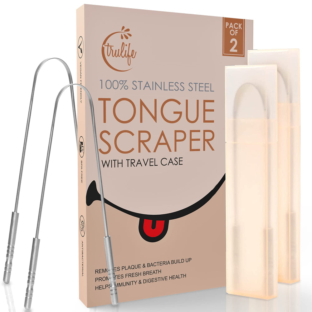 TruLife 2-pack tongue scraper made of stainless steel