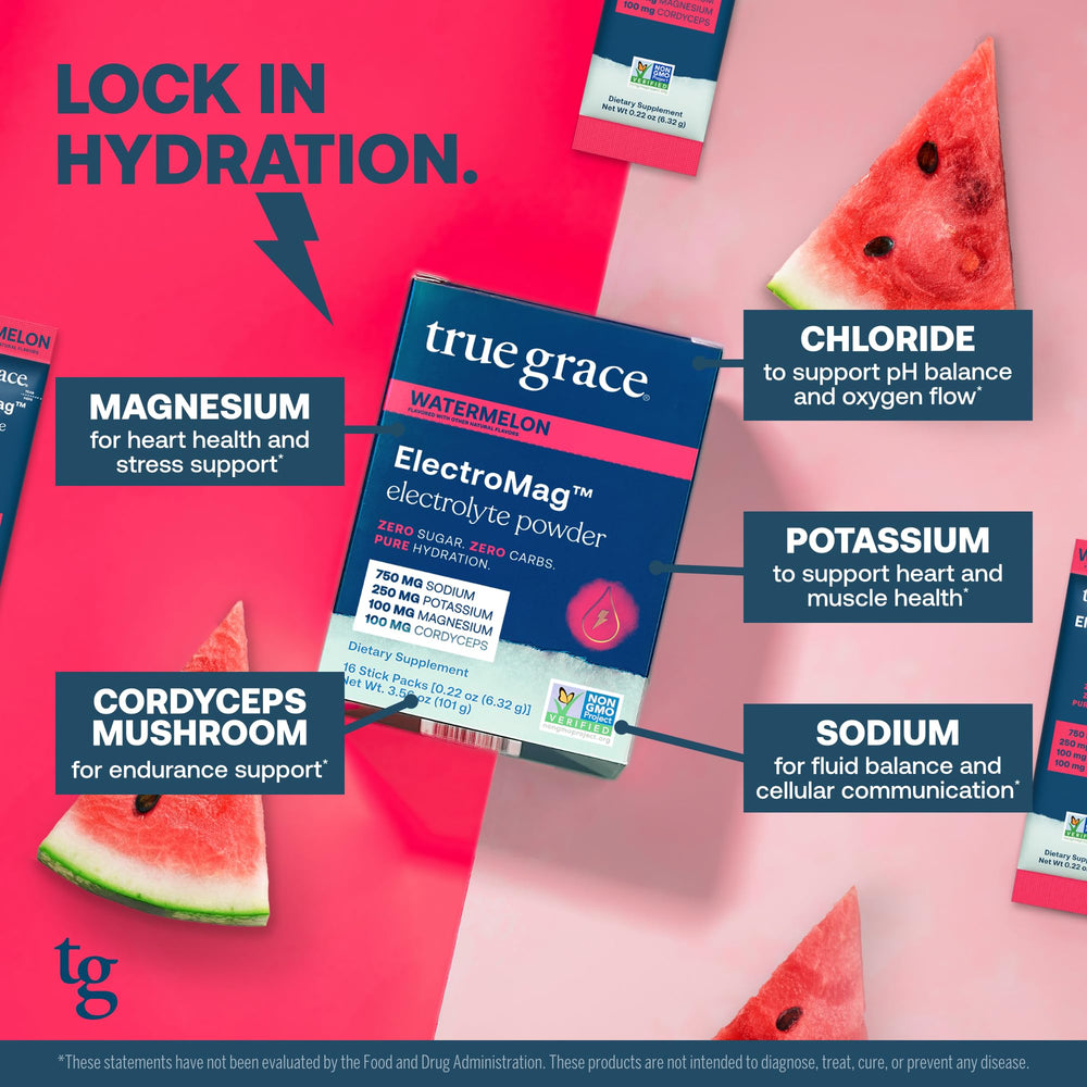 True Grace ElectroMag packaging emphasizing earth-friendly, regenerative nutrition for the planet.